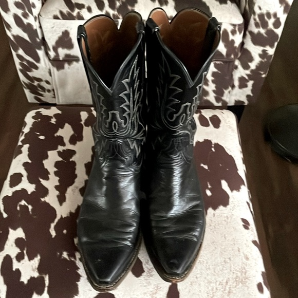 Lucchese | Shoes | Lucchese Rare Blk Calf Roper Cowboy Bootsshort Shaft ...